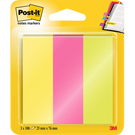 Post-it® Haftmarker Page Marker 76 x 25 mm (B x H) neongelb, guavapink, neongrün 100 Bl./Block 3 Block/Pack.