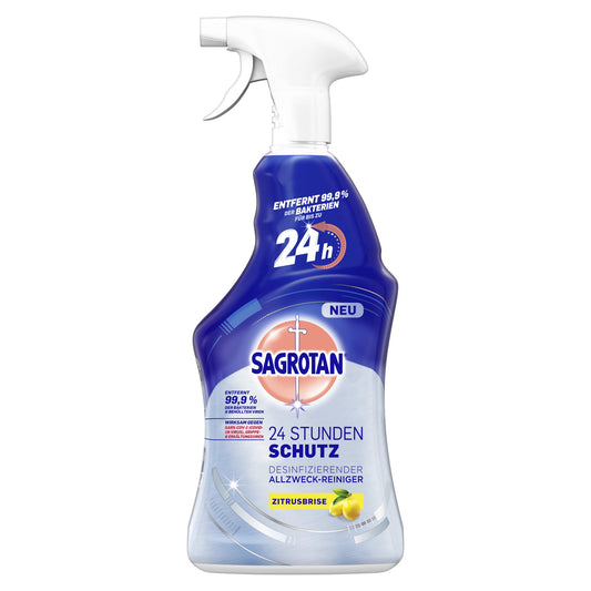 Sagrotan Allzweckreiniger harten, nicht porösen Oberflächen wie z. B. Türklinken, Armaturen, Mülleimer oder Badezimmeroberflächen Zitrone antibakteriell 3,6-4,6 Sprühflasche Kunststoff 0,6l