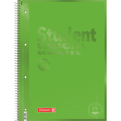 BRUNNEN Collegeblock Student Colour Code DIN A4 kariert mit Rand innen/außen 90g/m² kiwi grün 80 Bl.