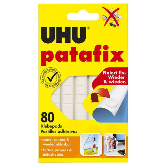 UHU® Klebepad patafix Fotos, Postkarten, Zeichnungen, Poster 10 x 10 mm (B x L) weiß 80 St./Pack.