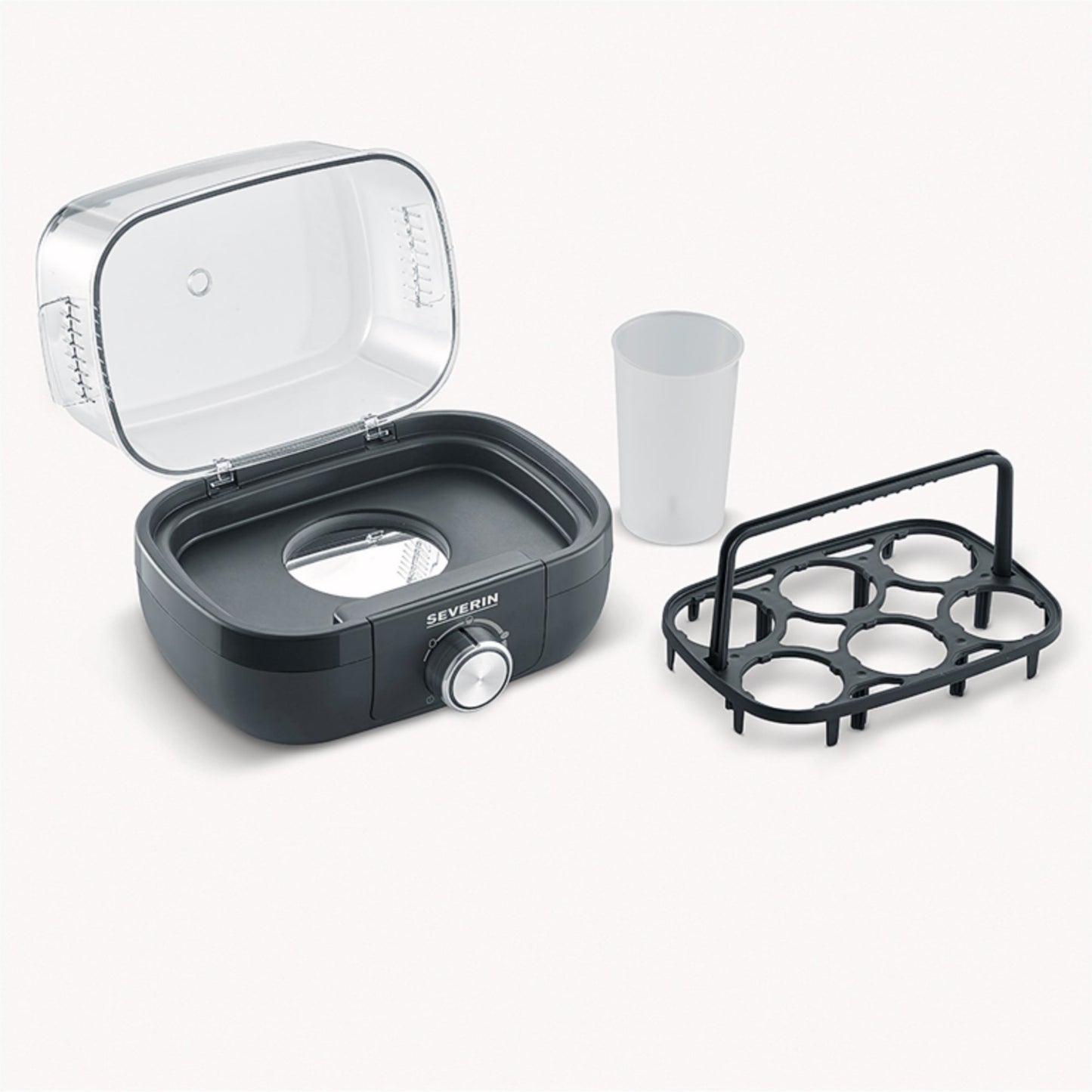 SEVERIN Eierkocher 420W 1-6 Eier inkl. Messbecher mit Eierstecher Edelstahl/Kunststoff schwarz/silber