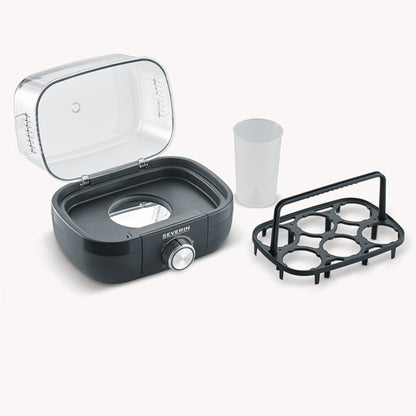 SEVERIN Eierkocher 420W 1-6 Eier inkl. Messbecher mit Eierstecher Edelstahl/Kunststoff schwarz/silber