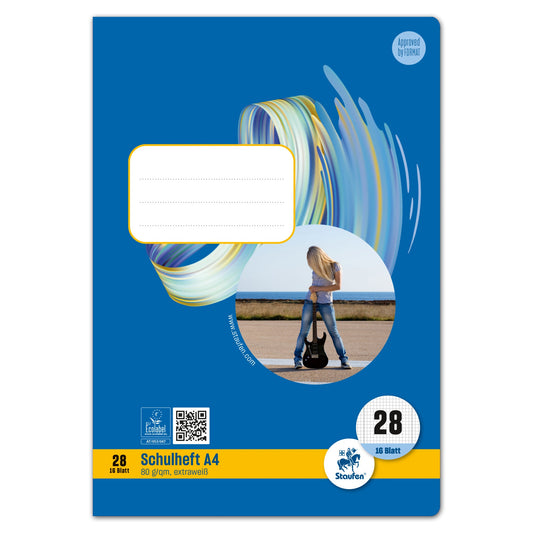 Staufen Schulheft Style DIN A4 kariert mit Rand innen/außen 28 16 Bl.