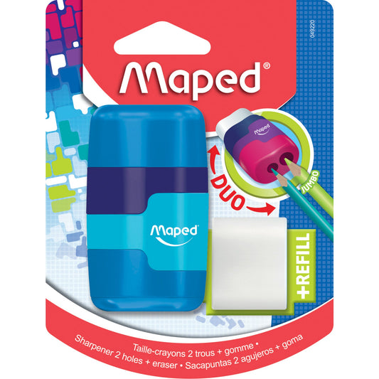 Maped Doppelspitzdose 2in1 CONNECT 8 und 11mm rechteckig Material des Behälters: Kunststoff farbig sortiert (freie Farbauswahl nicht möglich)