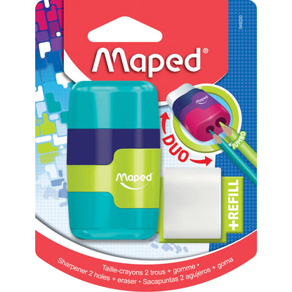 Maped Doppelspitzdose 2in1 CONNECT 8 und 11mm rechteckig Material des Behälters: Kunststoff farbig sortiert (freie Farbauswahl nicht möglich)