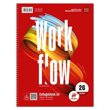 Staufen Collegeblock Style Work flow DIN A4 kariert mit Rand 70g/m² rot 80 Bl.