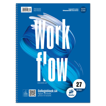 Staufen Collegeblock Style Work flow DIN A4 liniert mit Rand innen/außen 70g/m² blau 80 Bl.