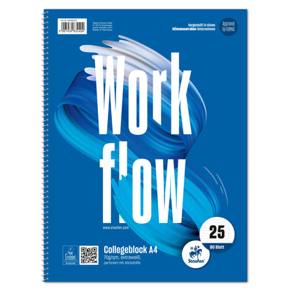 Staufen Collegeblock Style Work flow DIN A4 liniert mit Rand 70g/m² blau 80 Bl.