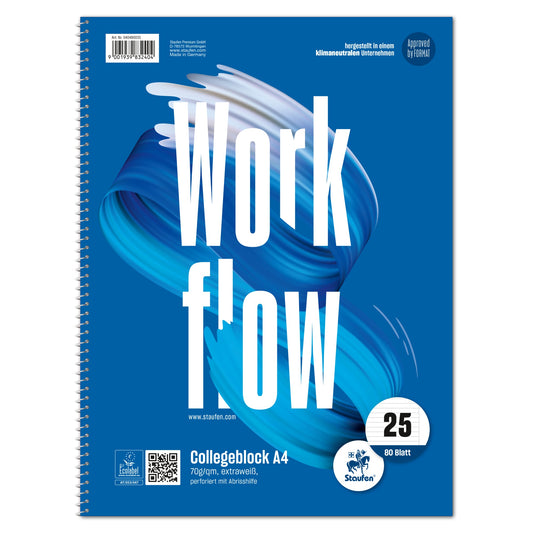 Staufen Collegeblock Style Work flow DIN A4 liniert mit Rand 70g/m² blau 80 Bl.