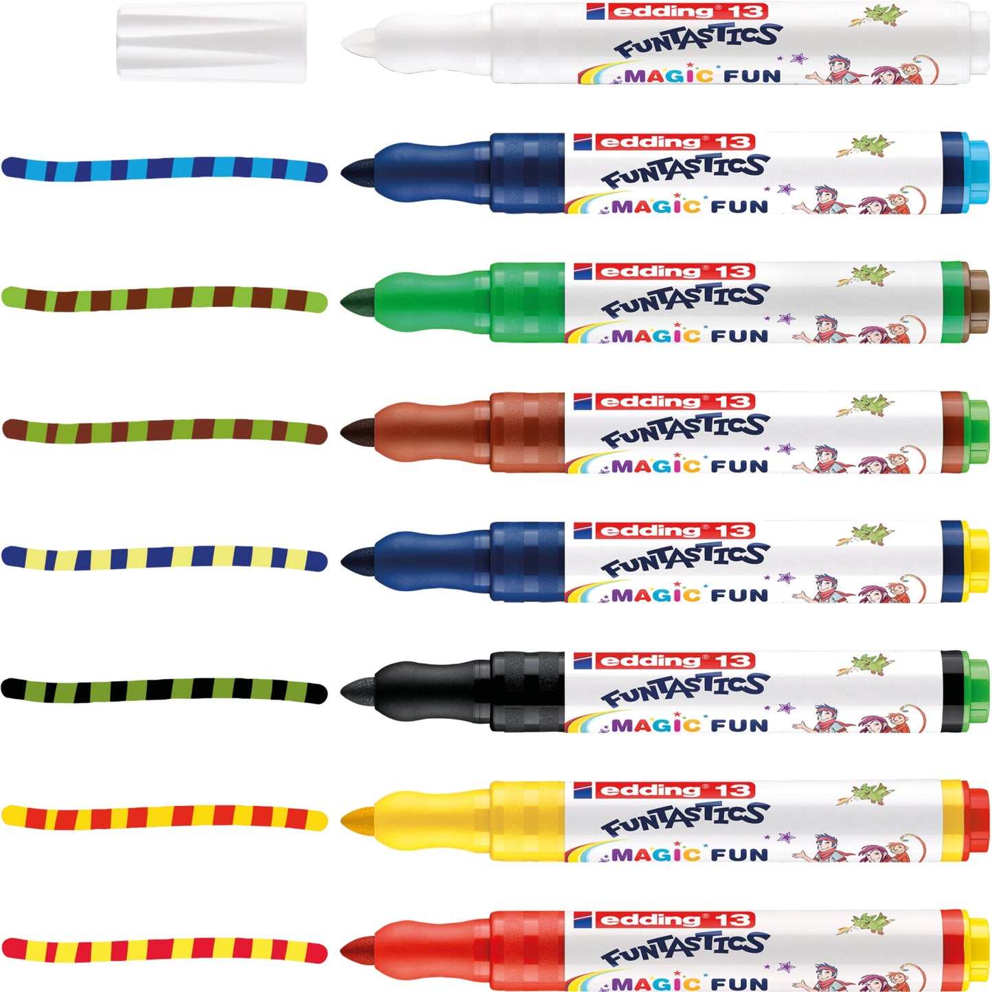 edding Fasermaler 13 FUNTASTICS MAGIC FUN 3mm farbig sortiert nicht auswaschbar 8 St./Pack.