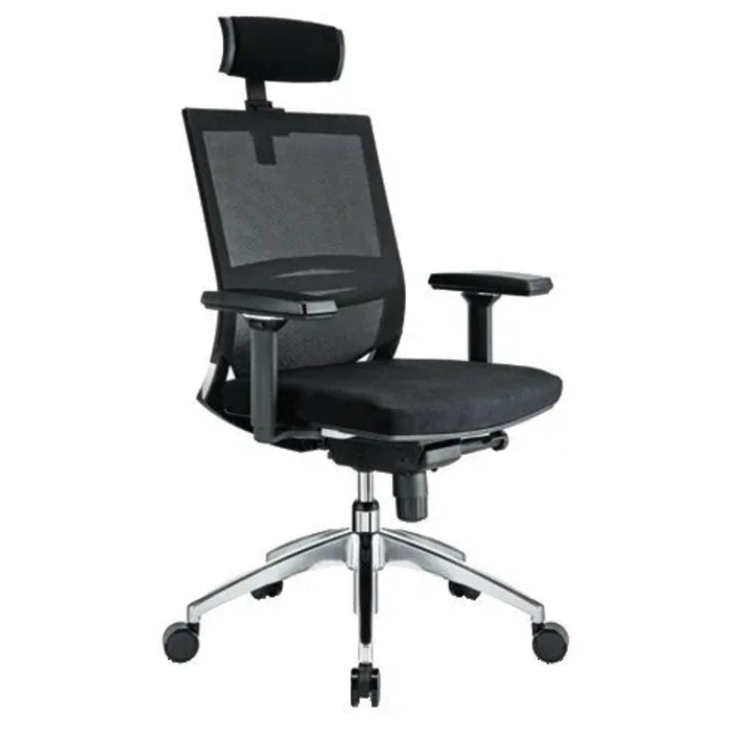 hjh OFFICE Bürodrehstuhl PORTO MAX 46-58cm Synchronmechanik Rolle hart gebremst (für Teppichboden) Aluminium schwarz