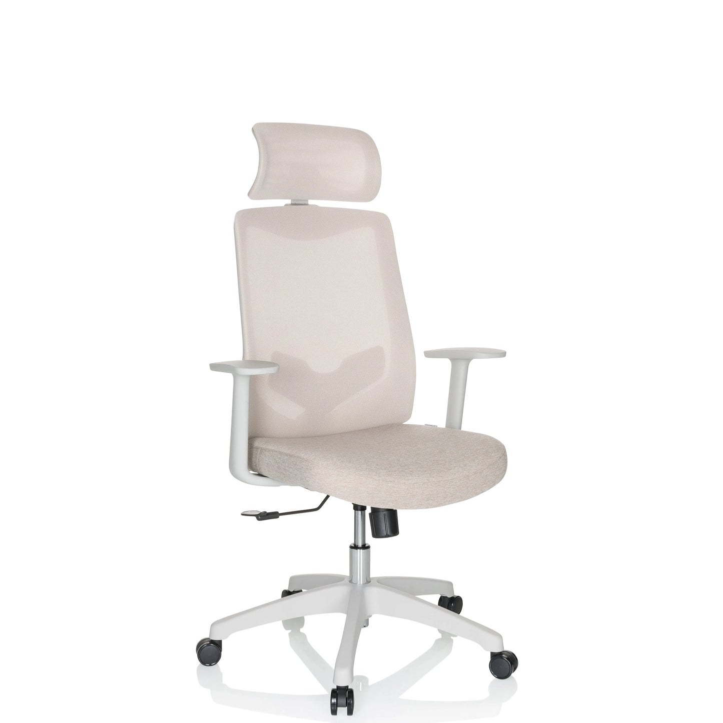 hjh OFFICE Bürodrehstuhl MIKEO W 43-48cm Synchronmechanik Rolle universell (für Hart- und Teppichböden) Kunststoff beige