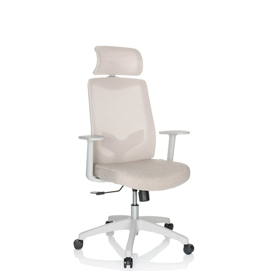 hjh OFFICE Bürodrehstuhl MIKEO W 43-48cm Synchronmechanik Rolle universell (für Hart- und Teppichböden) Kunststoff beige