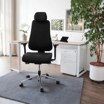 hjh OFFICE Bürodrehstuhl PRO-TEC 400 47-57cm Synchronmechanik Rolle hart gebremst (für Teppichboden) Aluminium schwarz