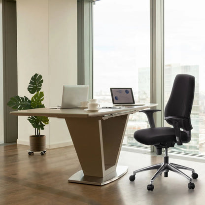 hjh OFFICE Bürodrehstuhl PRO-TEC 200 46-59cm Synchronmechanik Rolle hart gebremst (für Teppichboden) Aluminium schwarz