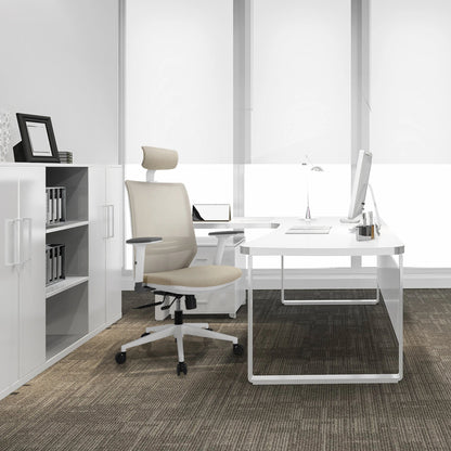 hjh OFFICE Bürodrehstuhl PROFONDO PRO W 45-55cm Synchronmechanik Rolle universell (für Hart- und Teppichböden) Kunststoff beige