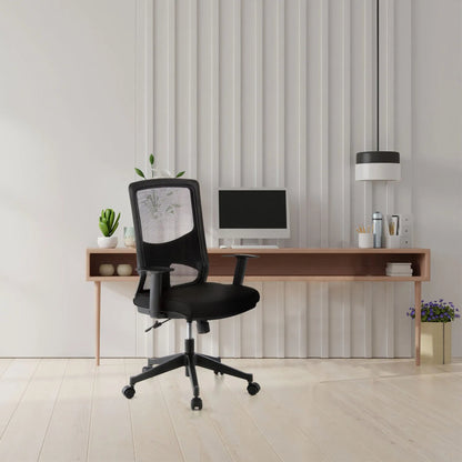 hjh OFFICE Bürodrehstuhl LAVITA 44-54cm Synchronmechanik Rolle hart gebremst (für Teppichboden) Kunststoff schwarz