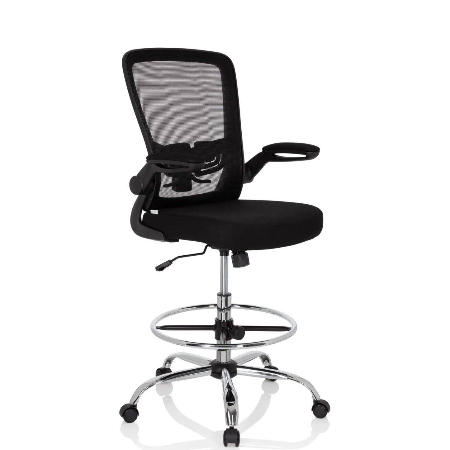 hjh OFFICE Arbeitsdrehstuhl VENDO WORK 54-72cm Wippmechanik Rolle universell (für Hart- und Teppichböden) Stahl, verchromt schwarz