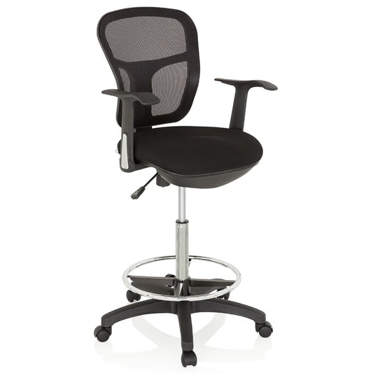 hjh OFFICE Arbeitsdrehstuhl TOP WORK 108 69-89cm Rolle hart gebremst (für Teppichboden) Kunststoff schwarz
