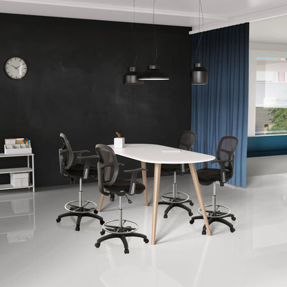 hjh OFFICE Arbeitsdrehstuhl TOP WORK 108 69-89cm Rolle hart gebremst (für Teppichboden) Kunststoff schwarz
