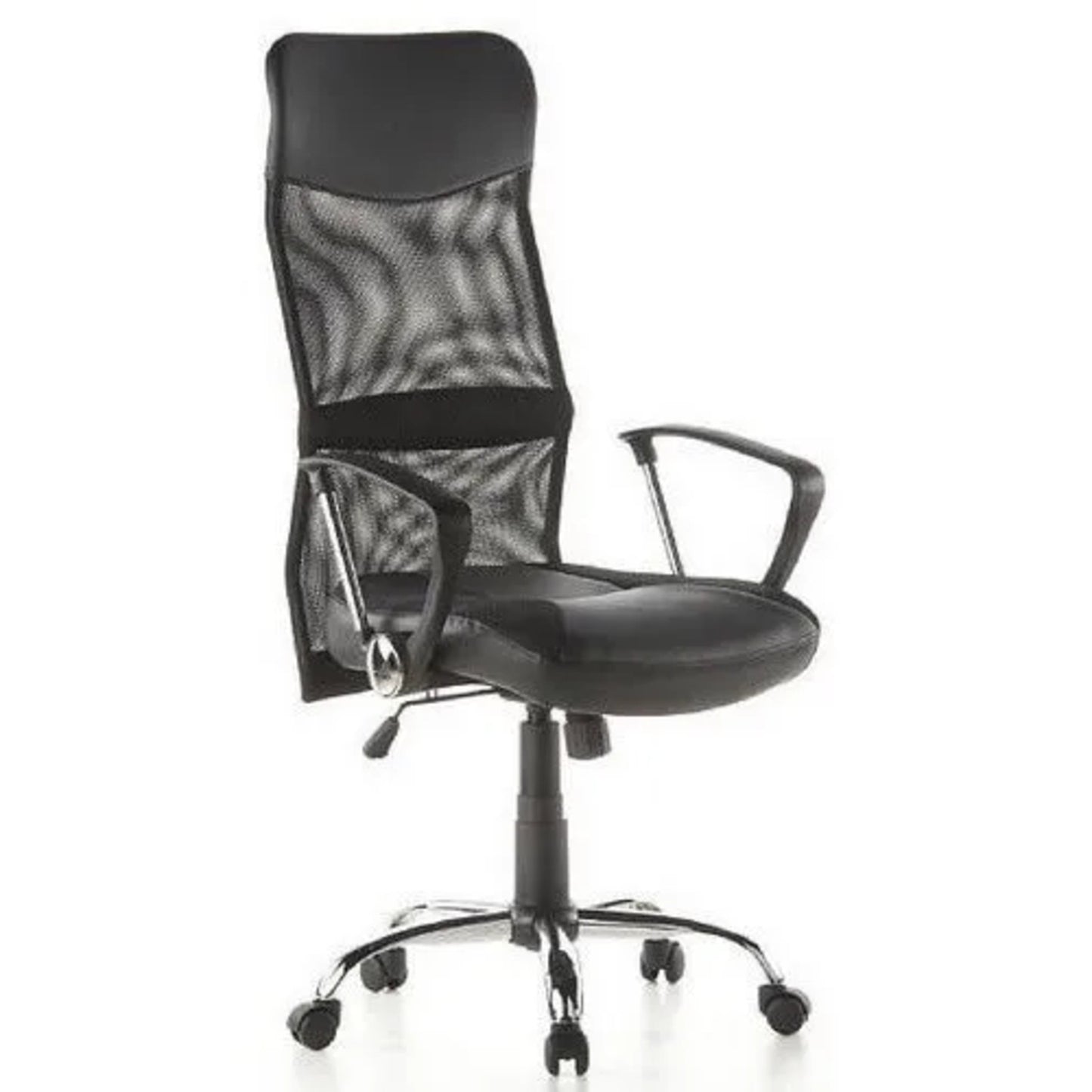 hjh OFFICE Chefsessel ARTON 20 47-57cm Wippmechanik mit Armlehnen Rolle hart gebremst (für Teppichboden) Metall, verchromt schwarz