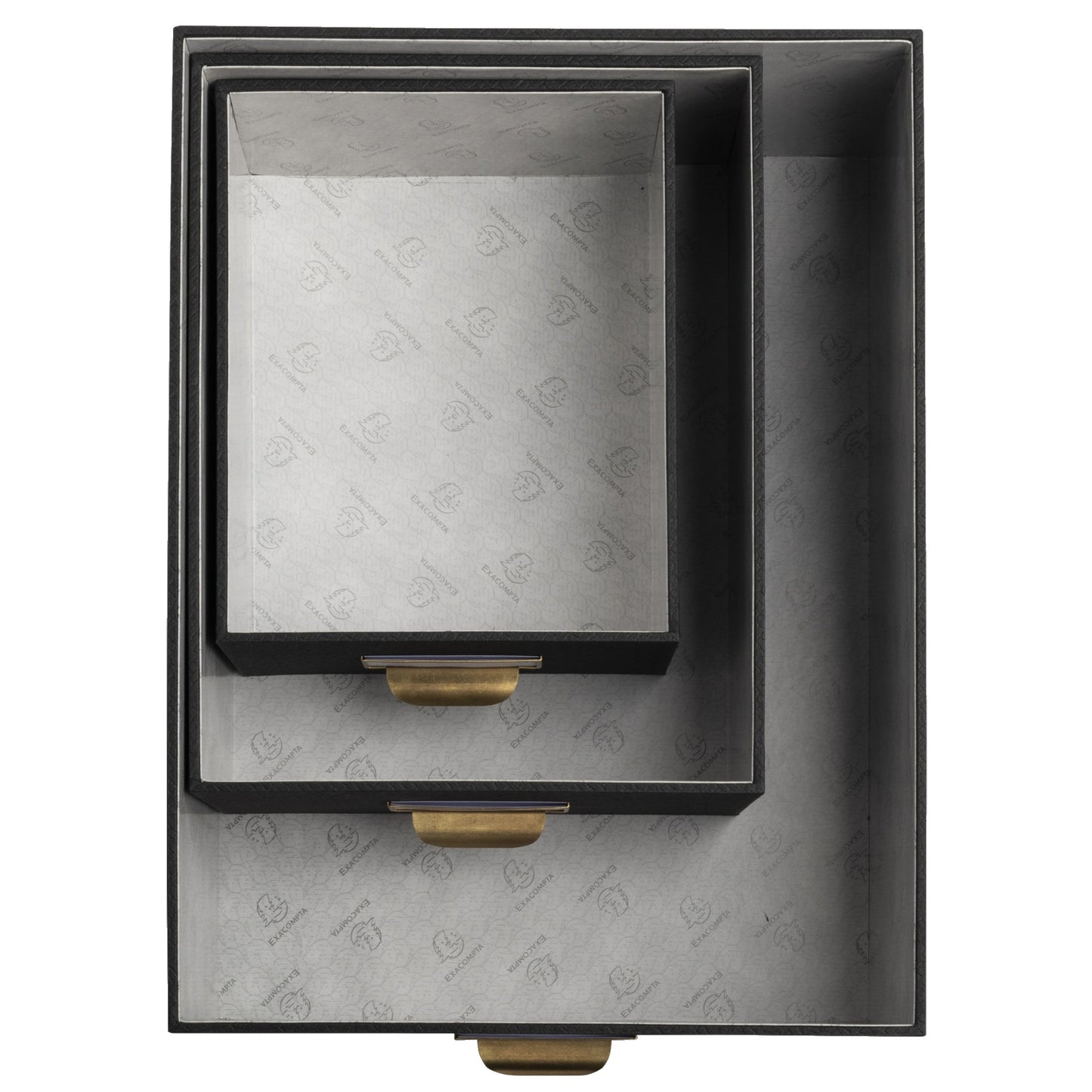 Exacompta Aufbewahrungsbox Office by me 16 x 11 x 20 cm (B x H x T), 20 x 13 x 26 cm (B x H x T), 26 x15 x 35 cm (B x H x T) DIN A6+, DIN A5+, DIN A4+ Karton, Papier kaschiert schwarz