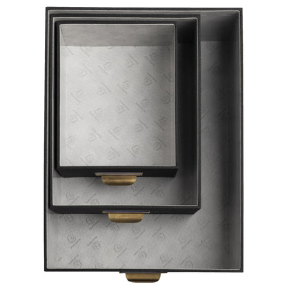 Exacompta Aufbewahrungsbox Office by me 16 x 11 x 20 cm (B x H x T), 20 x 13 x 26 cm (B x H x T), 26 x15 x 35 cm (B x H x T) DIN A6+, DIN A5+, DIN A4+ Karton, Papier kaschiert schwarz
