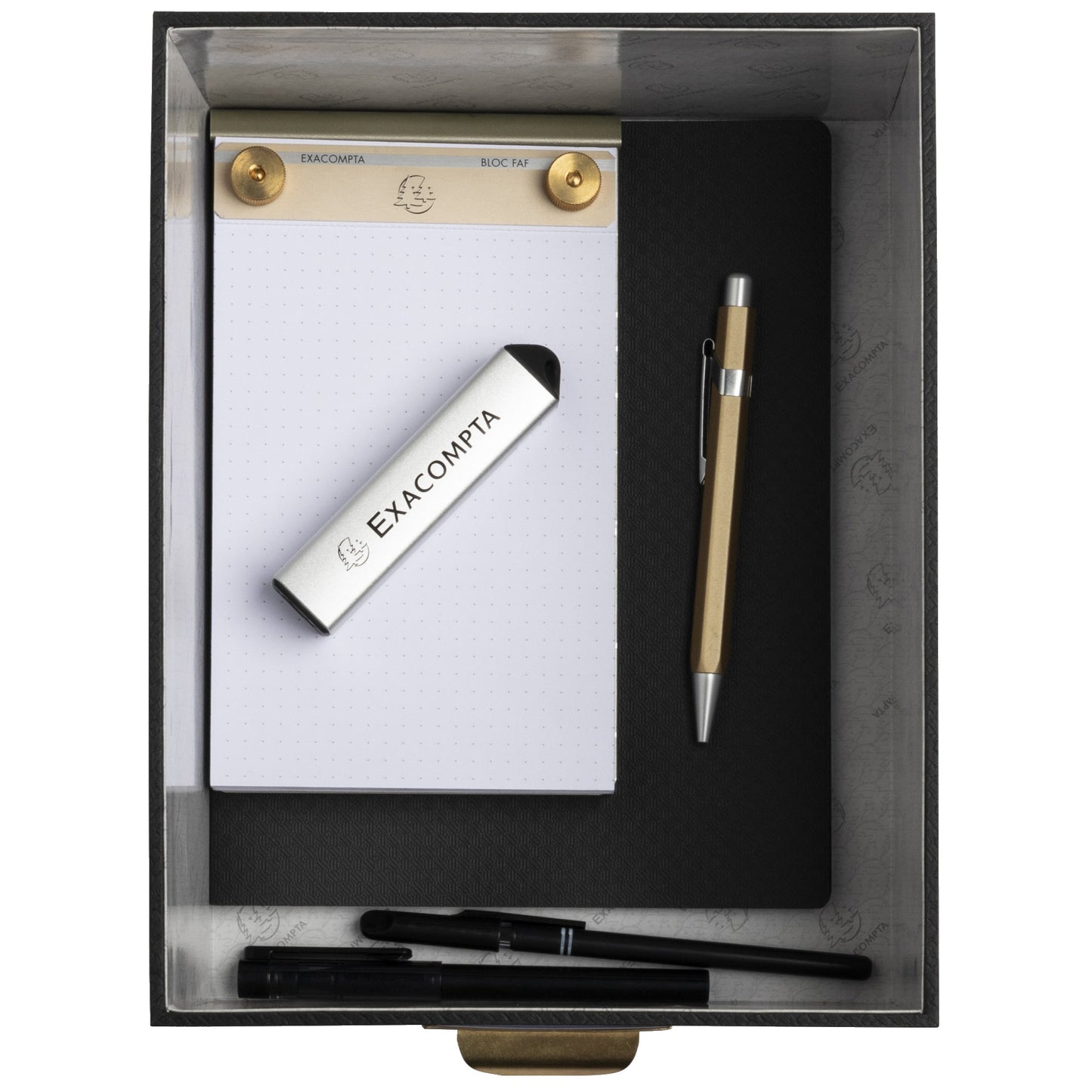 Exacompta Aufbewahrungsbox Office by me 16 x 11 x 20 cm (B x H x T), 20 x 13 x 26 cm (B x H x T), 26 x15 x 35 cm (B x H x T) DIN A6+, DIN A5+, DIN A4+ Karton, Papier kaschiert schwarz