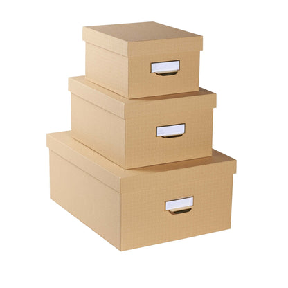 Exacompta Aufbewahrungsbox Office by me 16 x 11 x 20 cm (B x H x T), 20 x 13 x 26 cm (B x H x T), 26 x15 x 35 cm (B x H x T) DIN A6+, DIN A5+, DIN A4+ Karton, Papier kaschiert beige