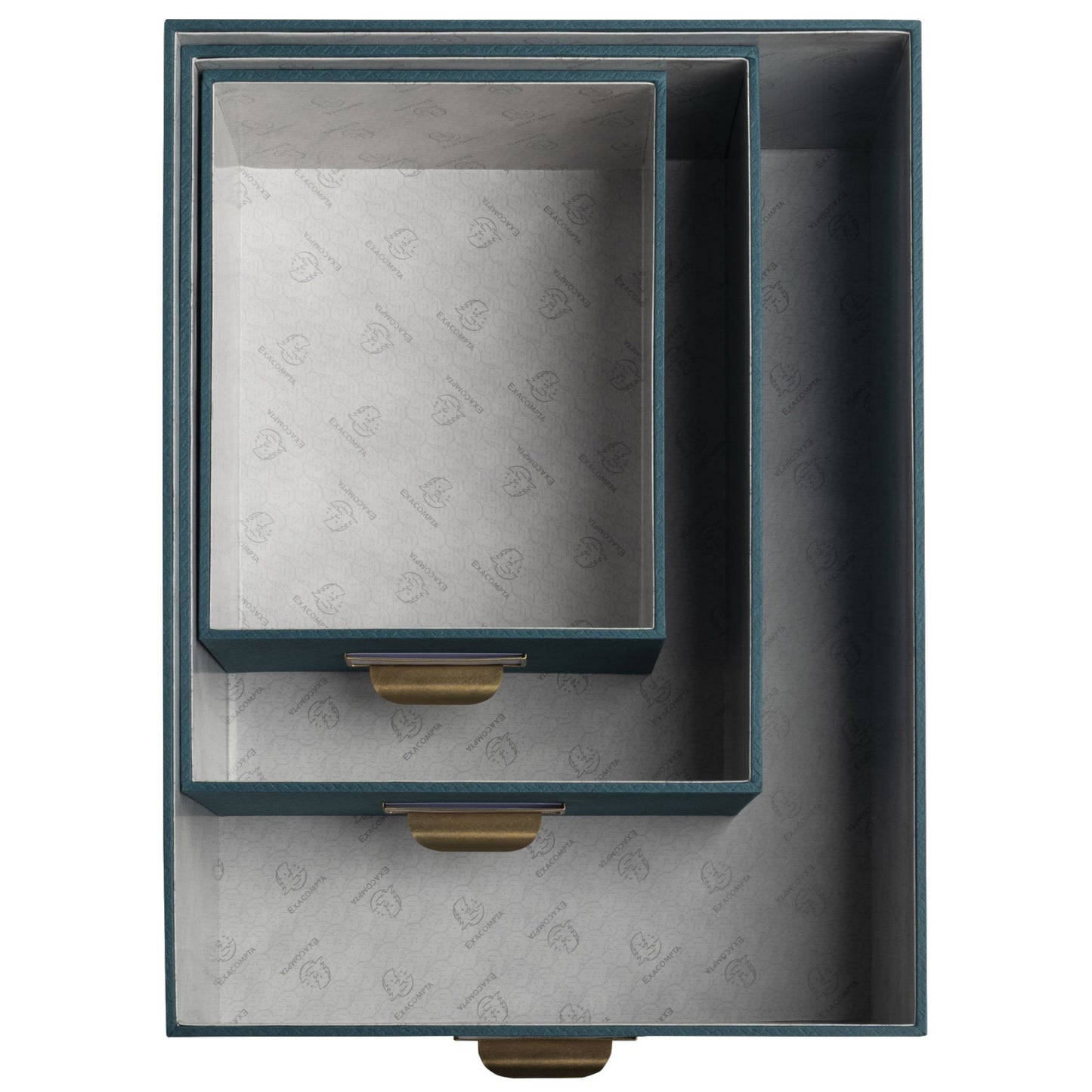 Exacompta Aufbewahrungsbox Office by me 16 x 11 x 20 cm (B x H x T), 20 x 13 x 26 cm (B x H x T), 26 x15 x 35 cm (B x H x T) DIN A6+, DIN A5+, DIN A4+ Karton, Papier kaschiert blaugrün