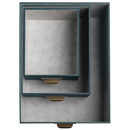Exacompta Aufbewahrungsbox Office by me 16 x 11 x 20 cm (B x H x T), 20 x 13 x 26 cm (B x H x T), 26 x15 x 35 cm (B x H x T) DIN A6+, DIN A5+, DIN A4+ Karton, Papier kaschiert blaugrün