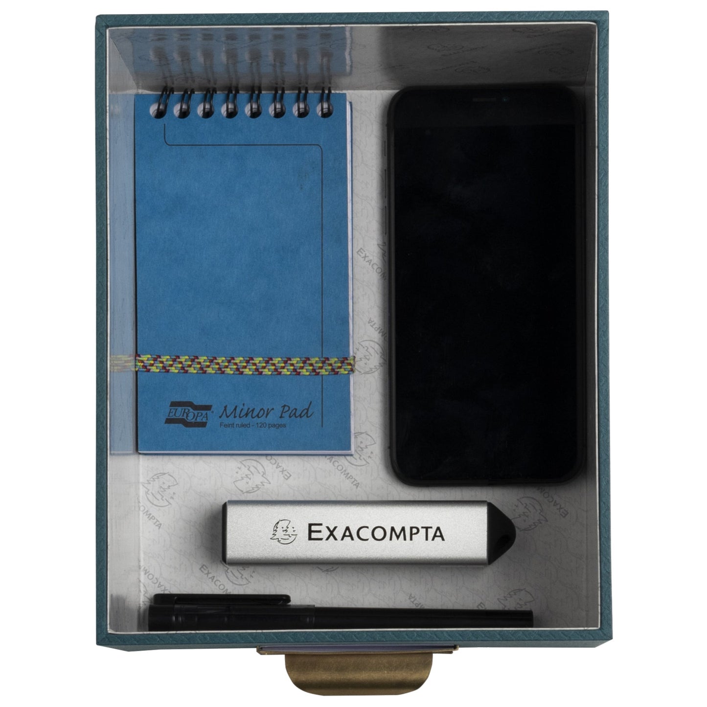 Exacompta Aufbewahrungsbox Office by me 16 x 11 x 20 cm (B x H x T), 20 x 13 x 26 cm (B x H x T), 26 x15 x 35 cm (B x H x T) DIN A6+, DIN A5+, DIN A4+ Karton, Papier kaschiert blaugrün