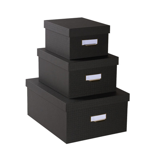 Exacompta Aufbewahrungsbox Office by me 16 x 11 x 20 cm (B x H x T), 20 x 13 x 26 cm (B x H x T), 26 x15 x 35 cm (B x H x T) DIN A6+, DIN A5+, DIN A4+ Karton, Papier kaschiert schwarz