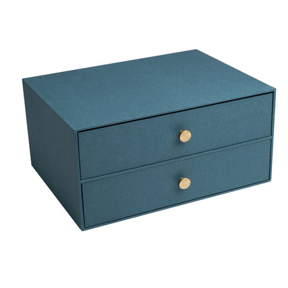 Exacompta Schubladenbox Office by me 2 Schubladen DIN A4, Überbreite Karton, Papier kaschiert Gehäusefarbe: blaugrün