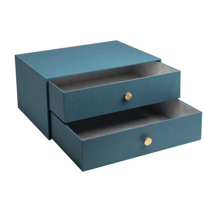 Exacompta Schubladenbox Office by me 2 Schubladen DIN A4, Überbreite Karton, Papier kaschiert Gehäusefarbe: blaugrün