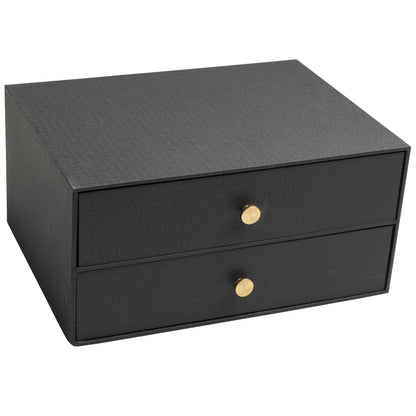 Exacompta Schubladenbox Office by me 2 Schubladen DIN A4, Überbreite Karton, Papier kaschiert Gehäusefarbe: schwarz