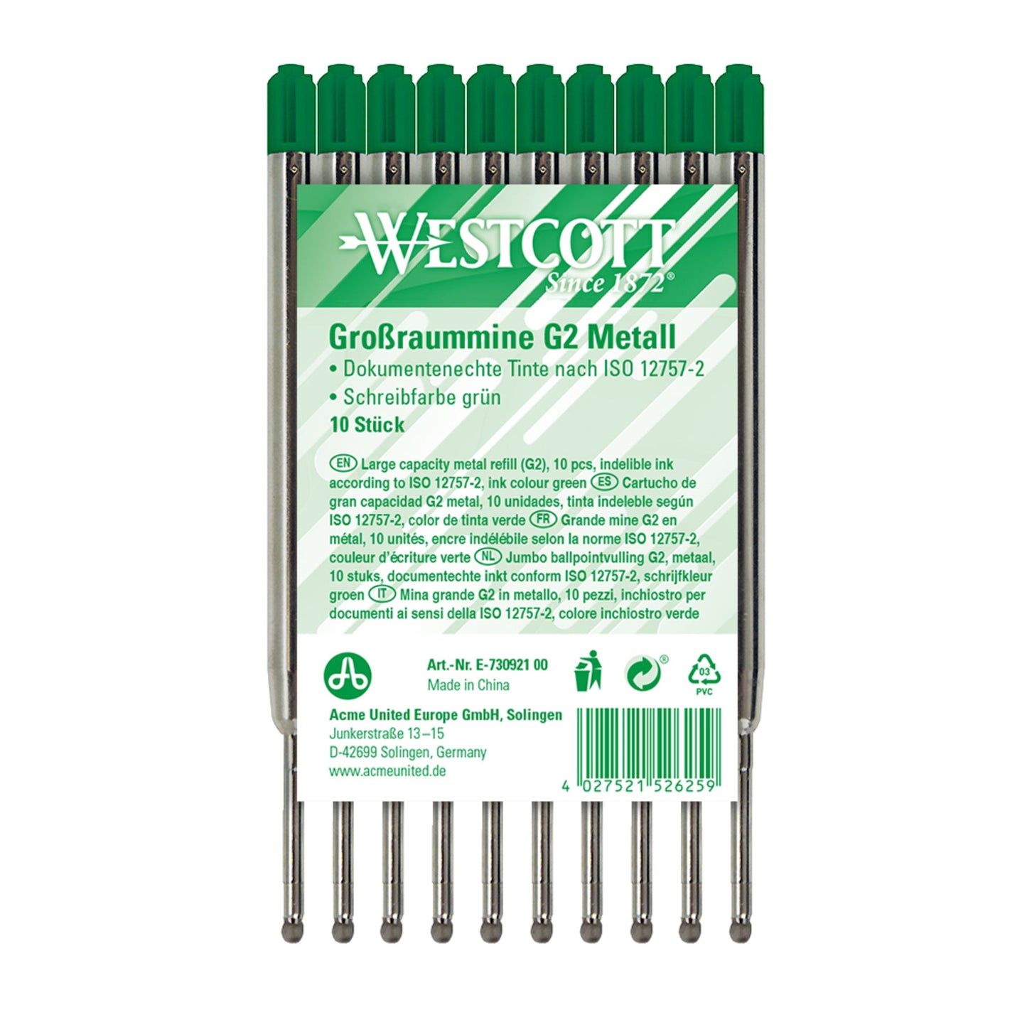 Westcott Großraummine M grün ISO 12757-2 dokumentenecht 10 St./Pack.