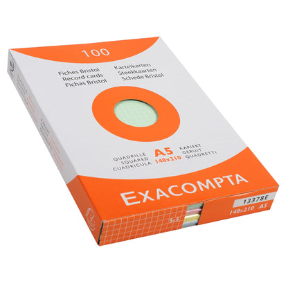 Exacompta Karteikarte DIN A5 kariert je 25 x grün, rosa, gelb, azurblau 100 St./Pack.