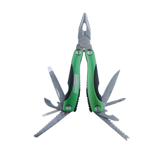 BRÜDER MANNESMANN Multitool 11 Funktionen inkl. Gürteltasche Stahl grün/schwarz