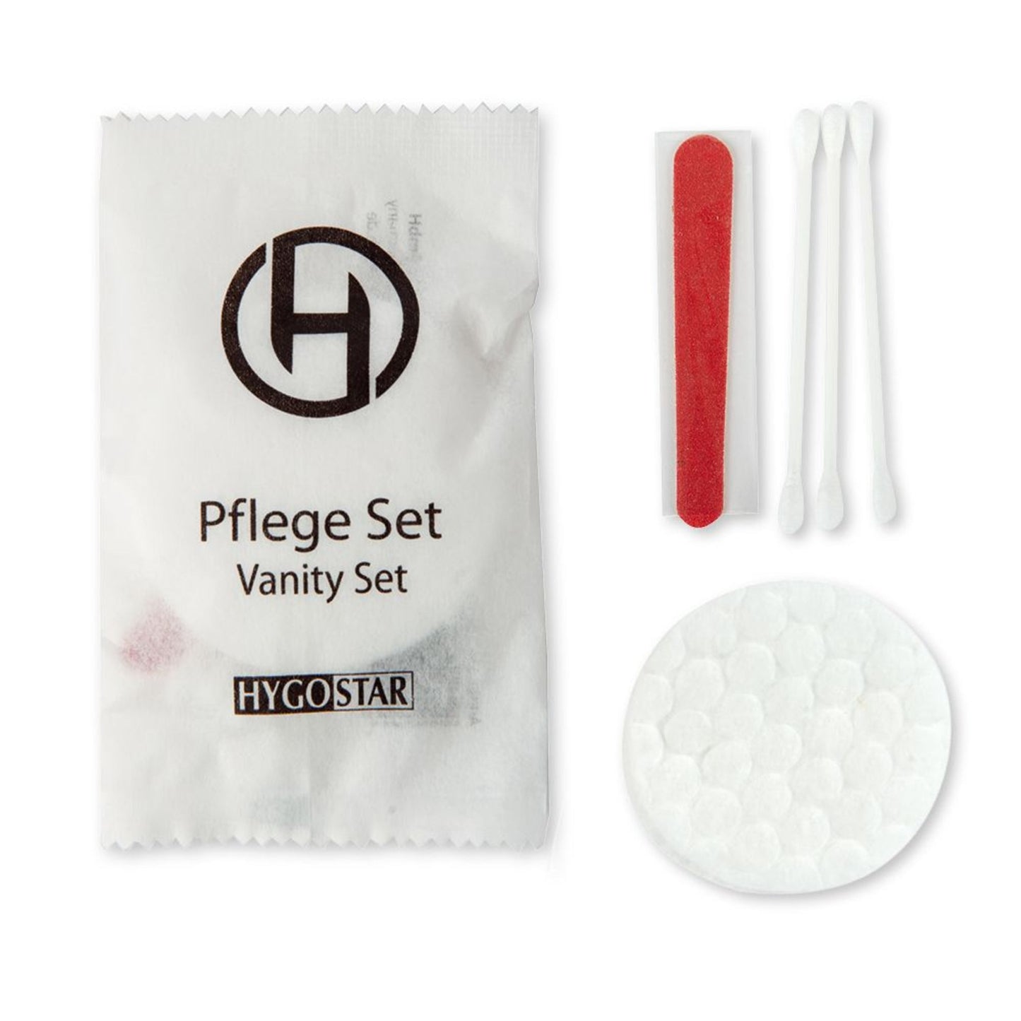 HYGOSTAR Kosmetikset 1 x Wattepad, 3 x Wattestäbchen, 1 x Nagelfeile 100 St./Pack.