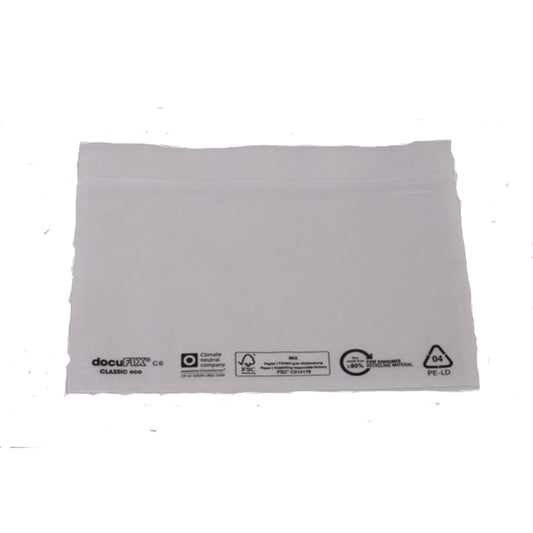 docuFIX® Dokumententasche classic eco DIN C6 Folie, 80 % recycelt transparent 1.000 St./Pack.