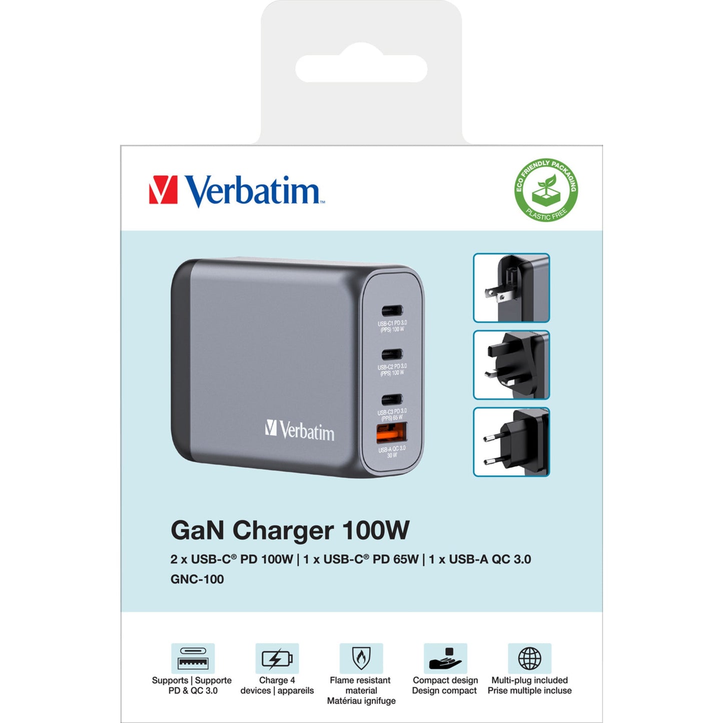 Verbatim Ladegerät Kommunikationstechnik GNC-100 78 x 61 x 29 cm (B x H x T) Polycarbonat grau/schwarz