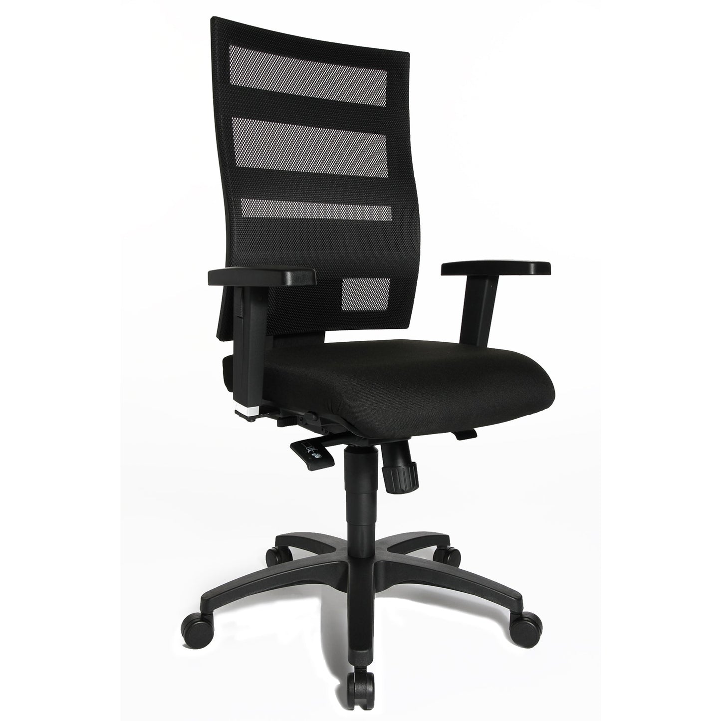 TOPSTAR Bürodrehstuhl X-Pander Plus 48-62cm Punktsynchronmechanik Rolle hart gebremst (für Teppichboden) optionales Zubehör: Rolle weich gebremmst (für Hartboden) 6991 Polyamid schwarz