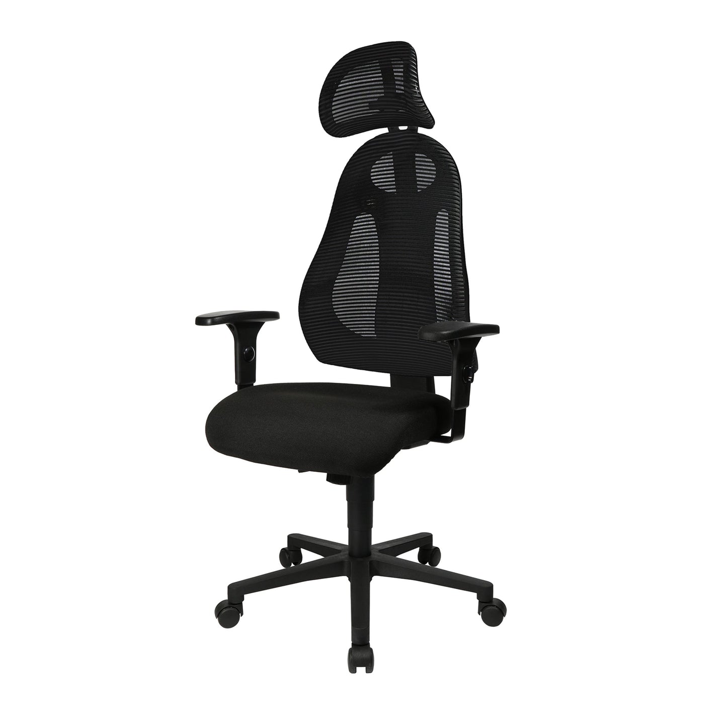 TOPSTAR Bürodrehstuhl Free Art 42-53cm Synchronmechanik Rolle hart gebremst (für Teppichboden) optionales Zubehör: Rolle weich gebremmst (für Hartboden) 6991 Polyamid schwarz