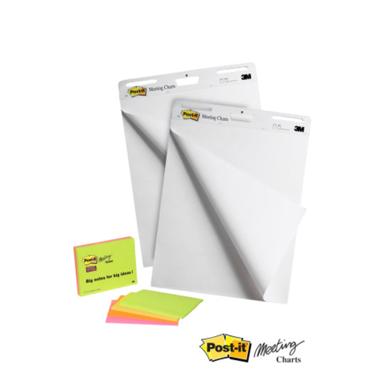 Post-it® Flipchartblock Meeting Chart Promotion 63,5 x 77,5 cm (B x H) blanko 90g/m² 30 Bl./Block 2 Block/Pack.