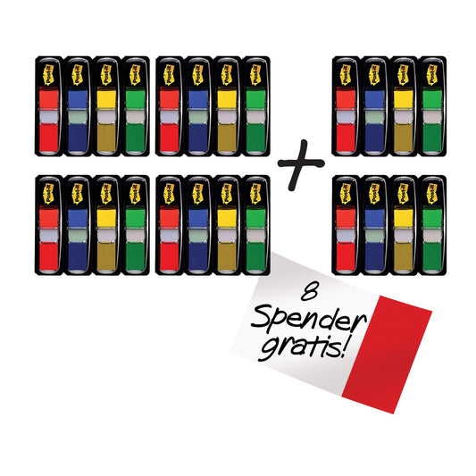 Post-it® Haftstreifen Index Mini Promotion 43,2 x 11,9 mm (B x H) inkl. 8 x 35 Post-it® Index Mini gratis je 6 x rot, blau, gelb, grün 35 Bl./Block 24 Block/Pack.