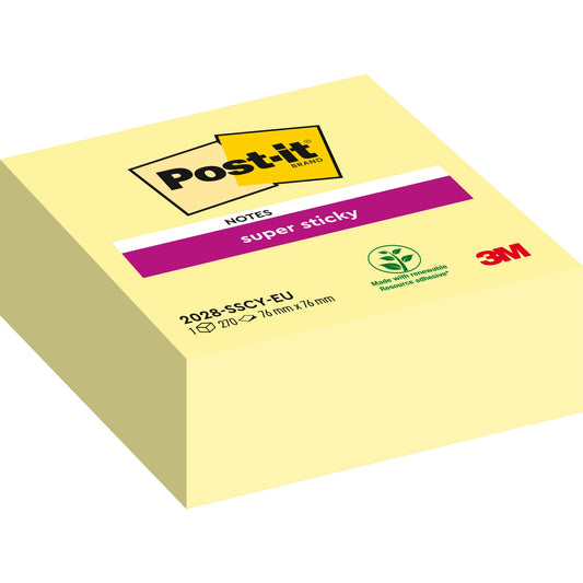 Post-it® Haftnotizwürfel Super Sticky 76 x 45 x 76 mm (B x H x T) gelb 270 Bl.