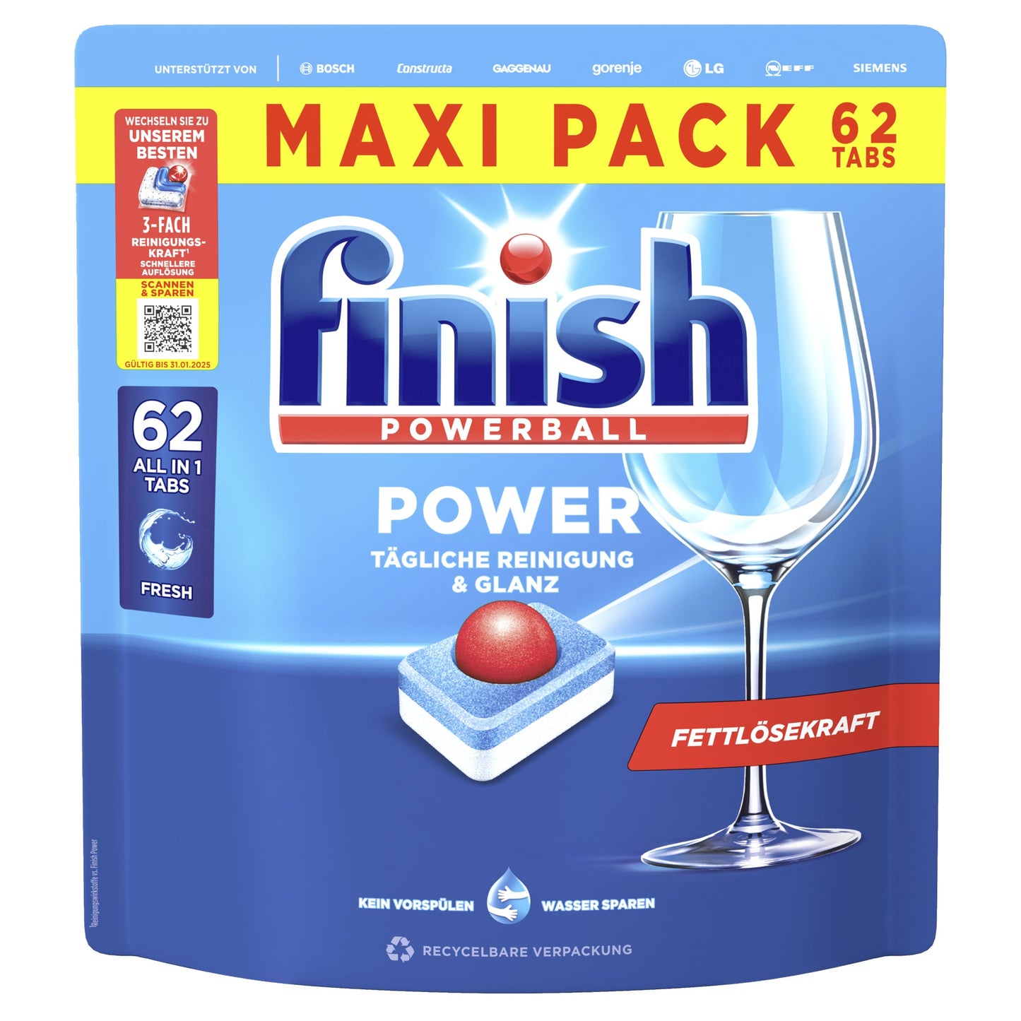 FINISH Spülmaschinentabs Power All in 1 Regular 62 St./Pack.