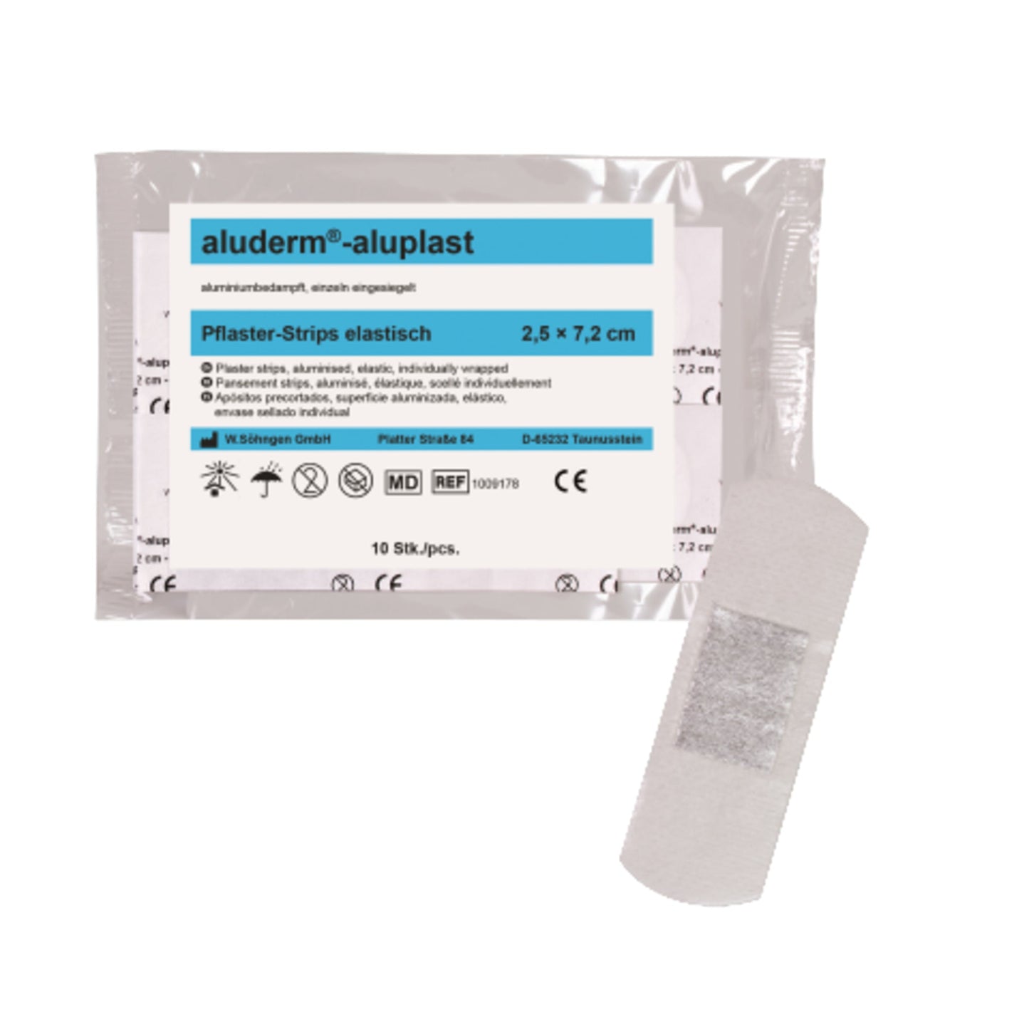 aluderm® Pflaster aluplast 2,5 x 7,2 cm (B x L) Polyestervlies weiß 10 St./Pack.