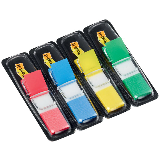 Post-it® Haftstreifen Index Mini 43,2 x 11,9 mm (B x H) rot, gelb, grün, blau 35 Bl./Block 4 Block/Pack.